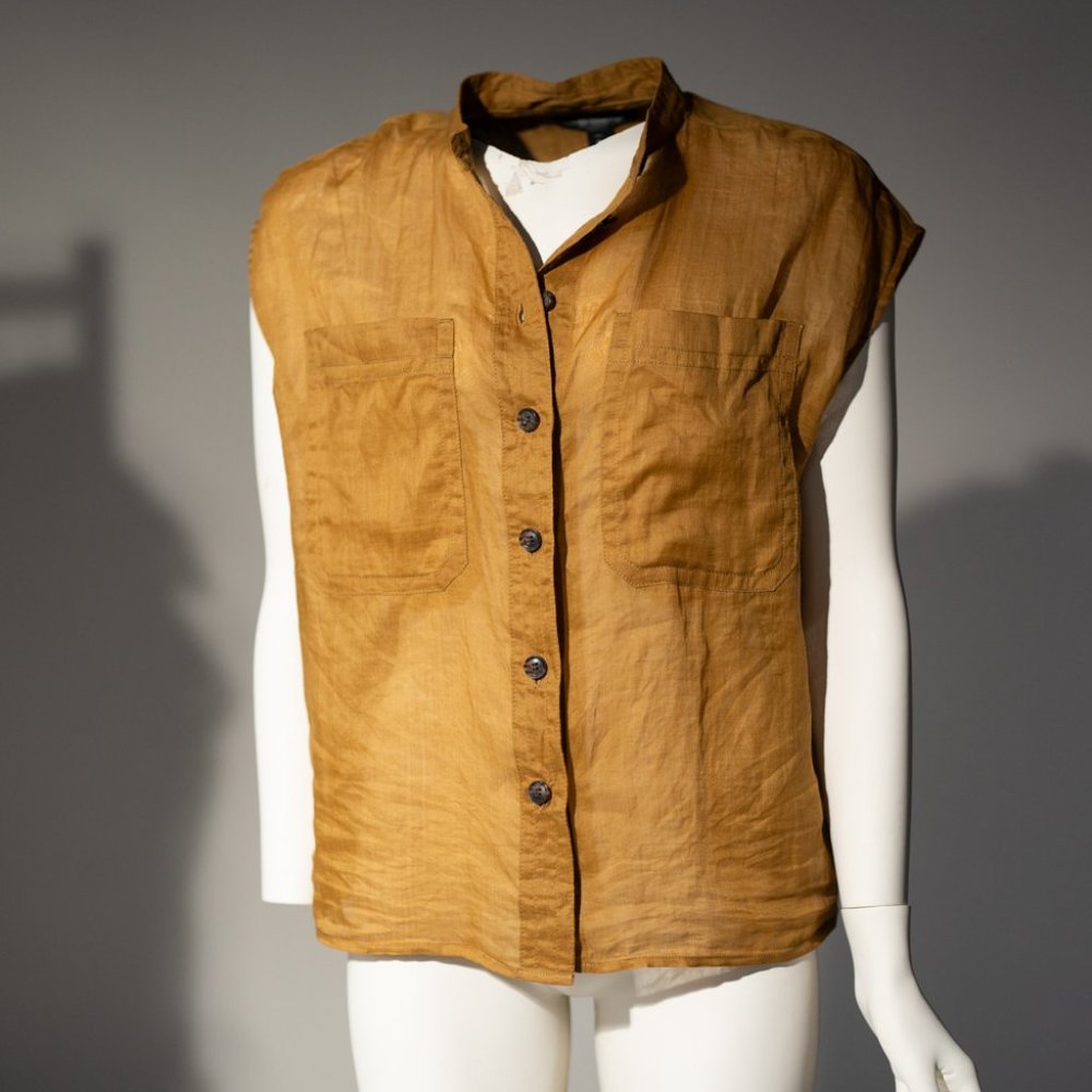 Banana Republic Ramie Utility Shirt in gold M - Picture 5 of 10